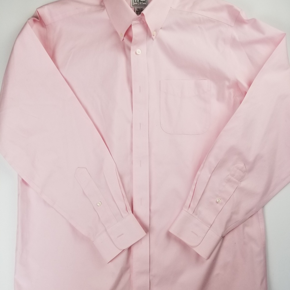 LL Bean Mens Pink Wrinkle Free Button Down